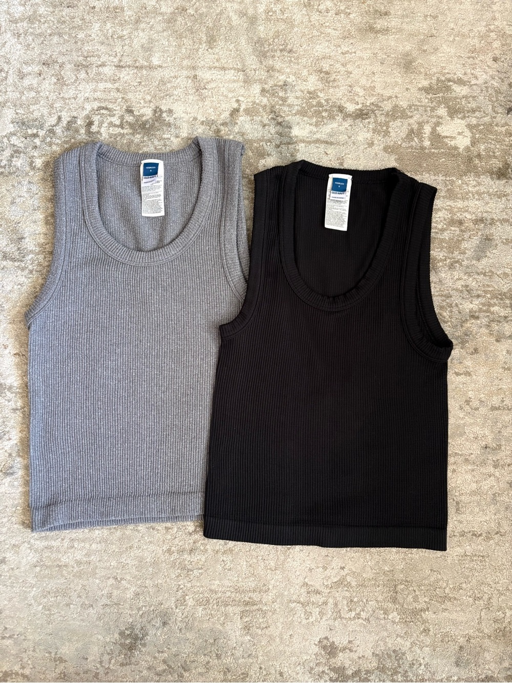 Old Navy Gray & Black Ribbed Tank Top Duo - Bundle of 2